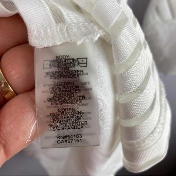 CALVIN Klein White Semi Sheer Striped Open Cardigan 1X - Picture 7 of 9